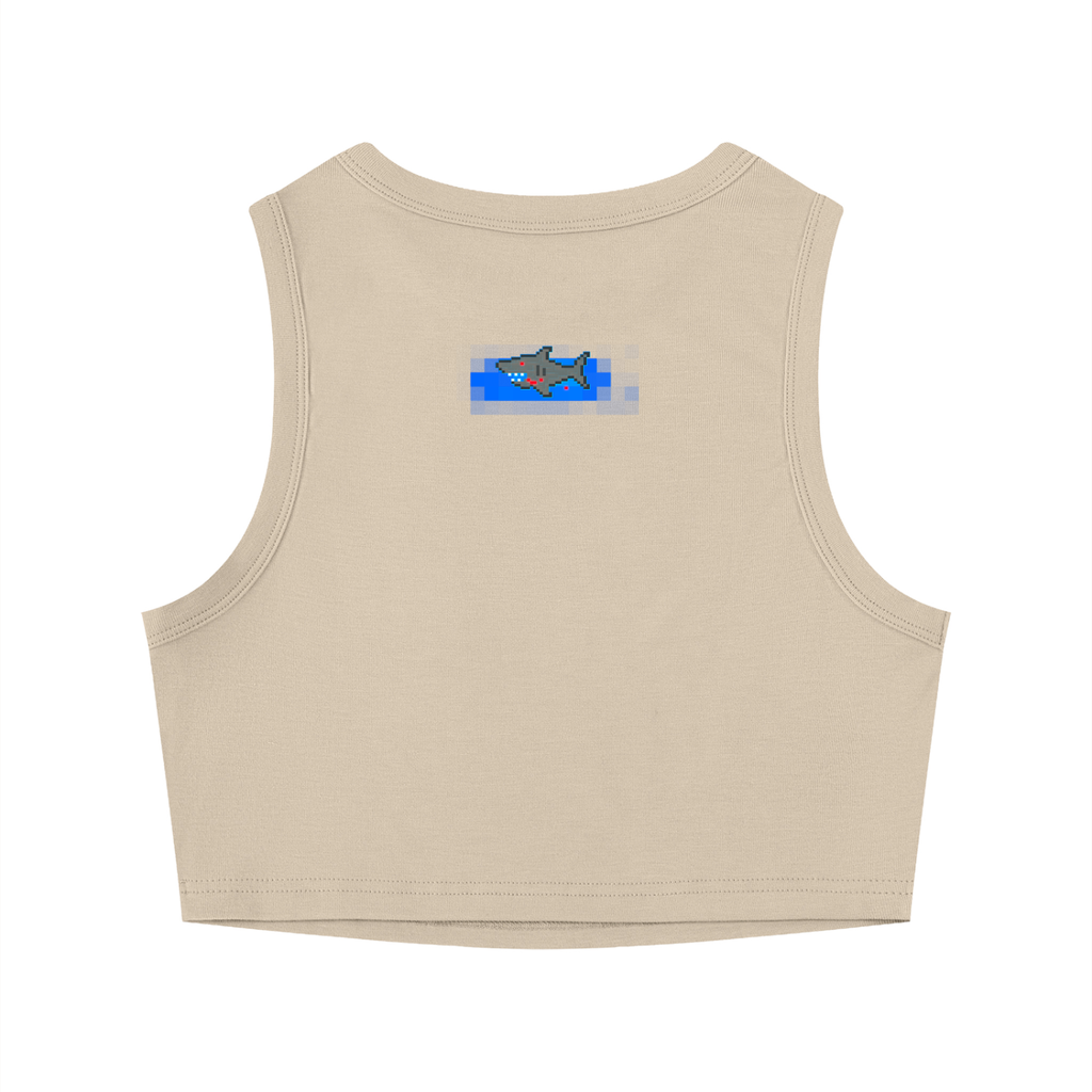 BLOODBYTE PIXEL SHARK - Women's Tight Crewneck Crop Tank Top
