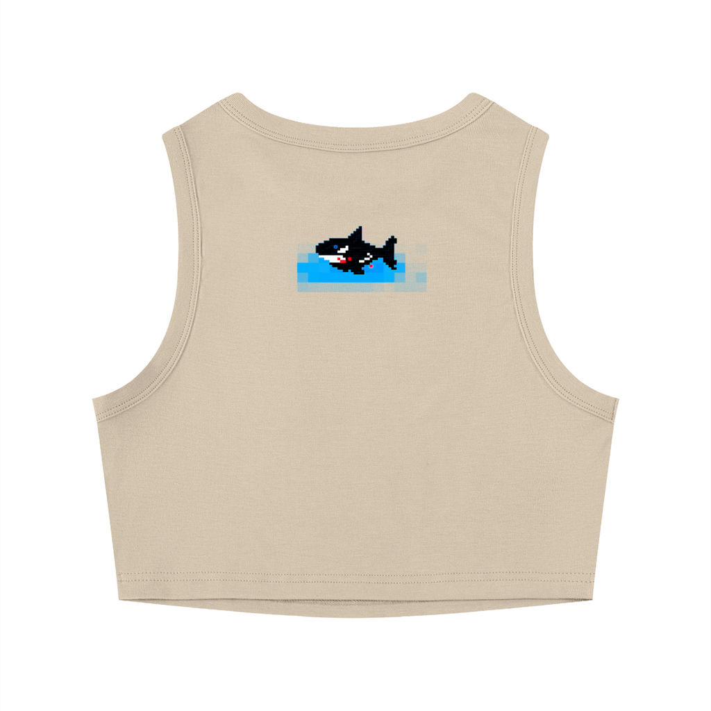 BLOODBYTE PIXEL Killer Whale / Orca Women's Tight Crewneck Crop Tank Top
