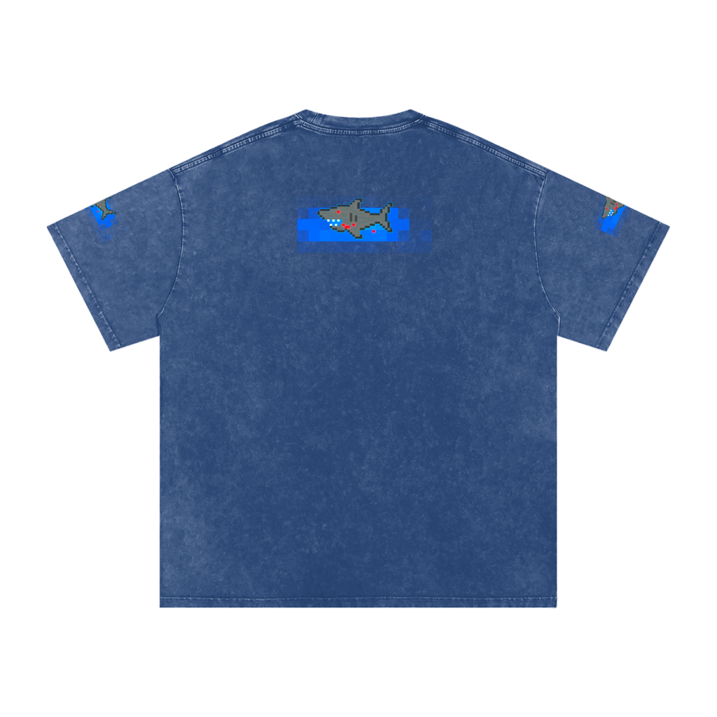 PIXEL SHARK Snow Washed Oversized Cotton T-Shirt