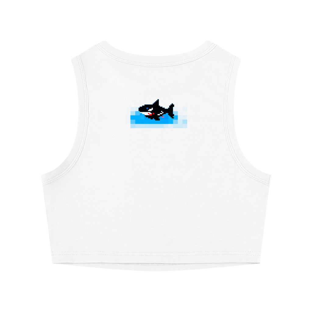 BLOODBYTE PIXEL Killer Whale / Orca Women's Tight Crewneck Crop Tank Top