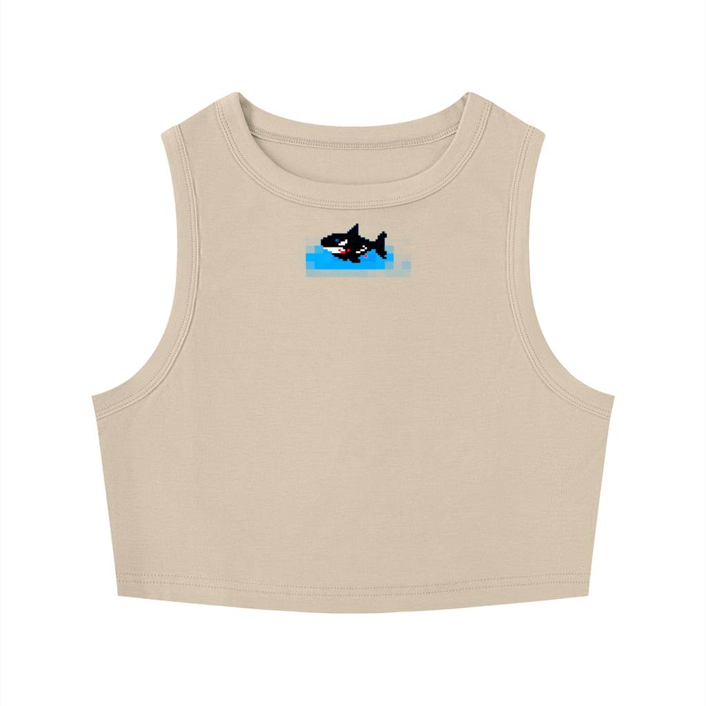 BLOODBYTE PIXEL Killer Whale / Orca Women's Tight Crewneck Crop Tank Top