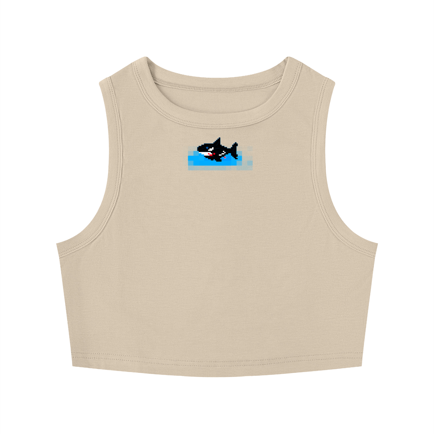 BLOODBYTE PIXEL Killer Whale / Orca Women's Tight Crewneck Crop Tank Top