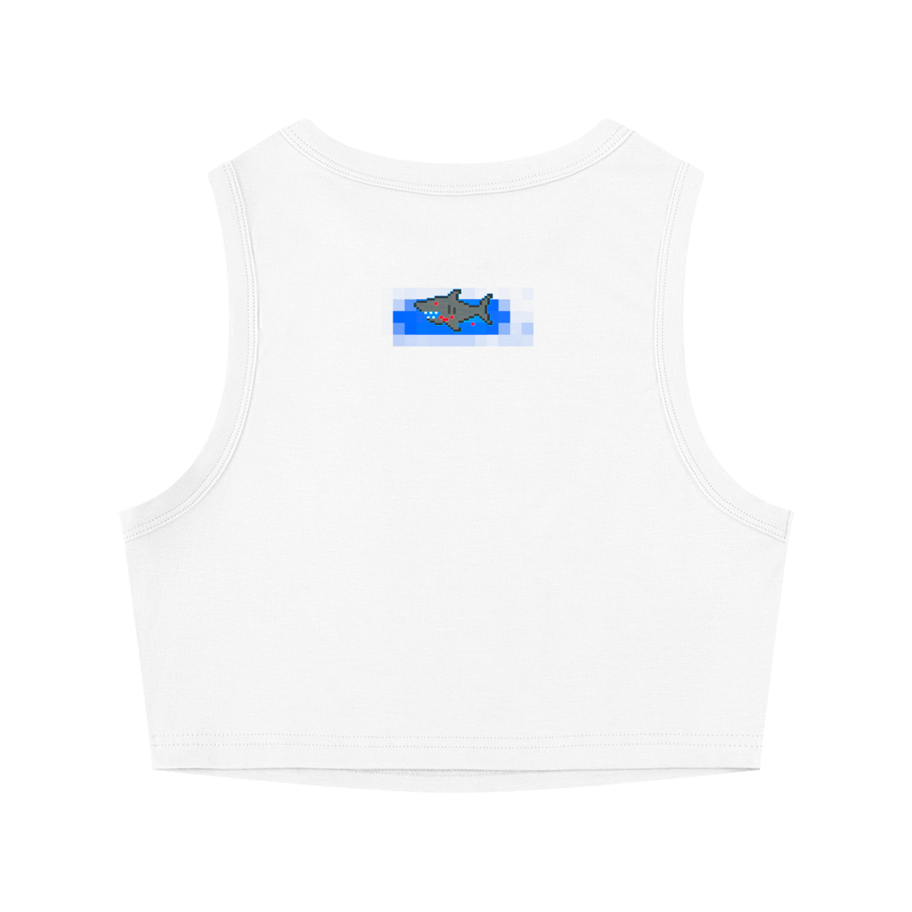 BLOODBYTE PIXEL SHARK - Women's Tight Crewneck Crop Tank Top
