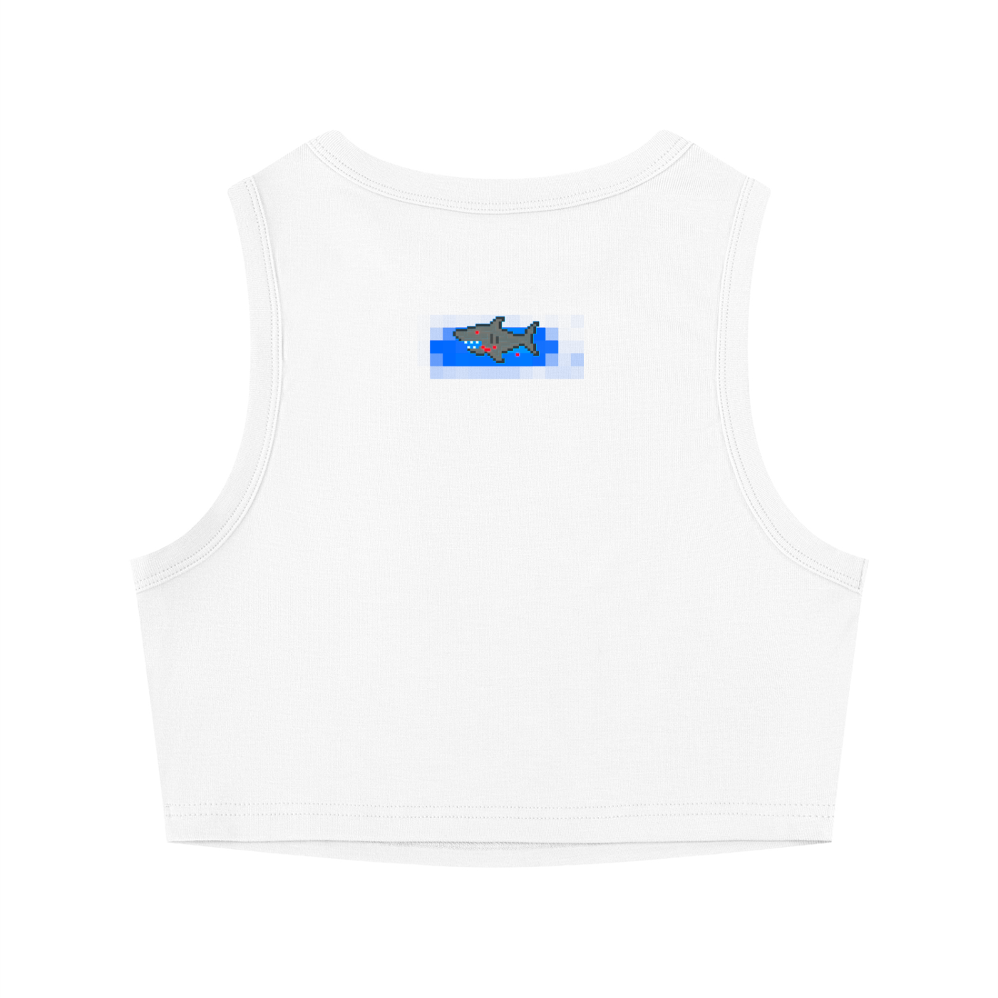 BLOODBYTE PIXEL SHARK - Women's Tight Crewneck Crop Tank Top