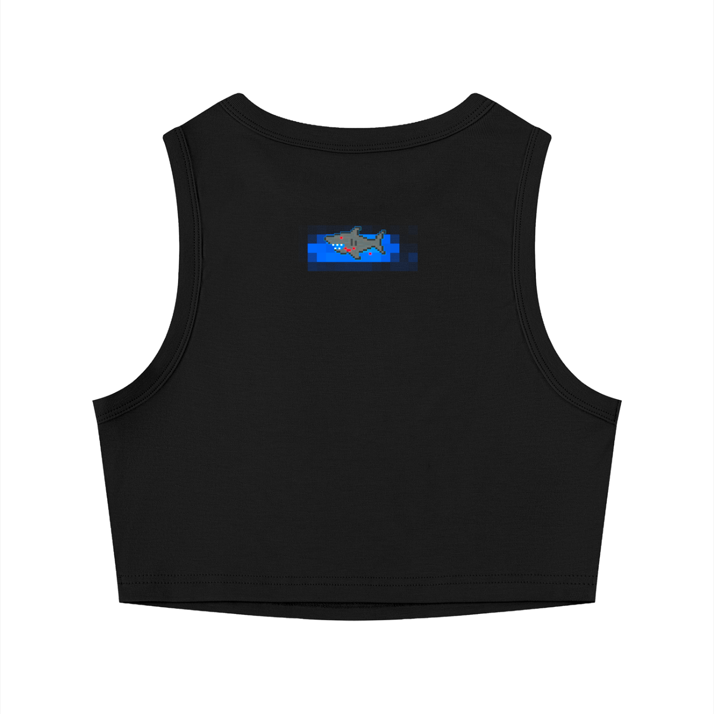 BLOODBYTE PIXEL SHARK - Women's Tight Crewneck Crop Tank Top