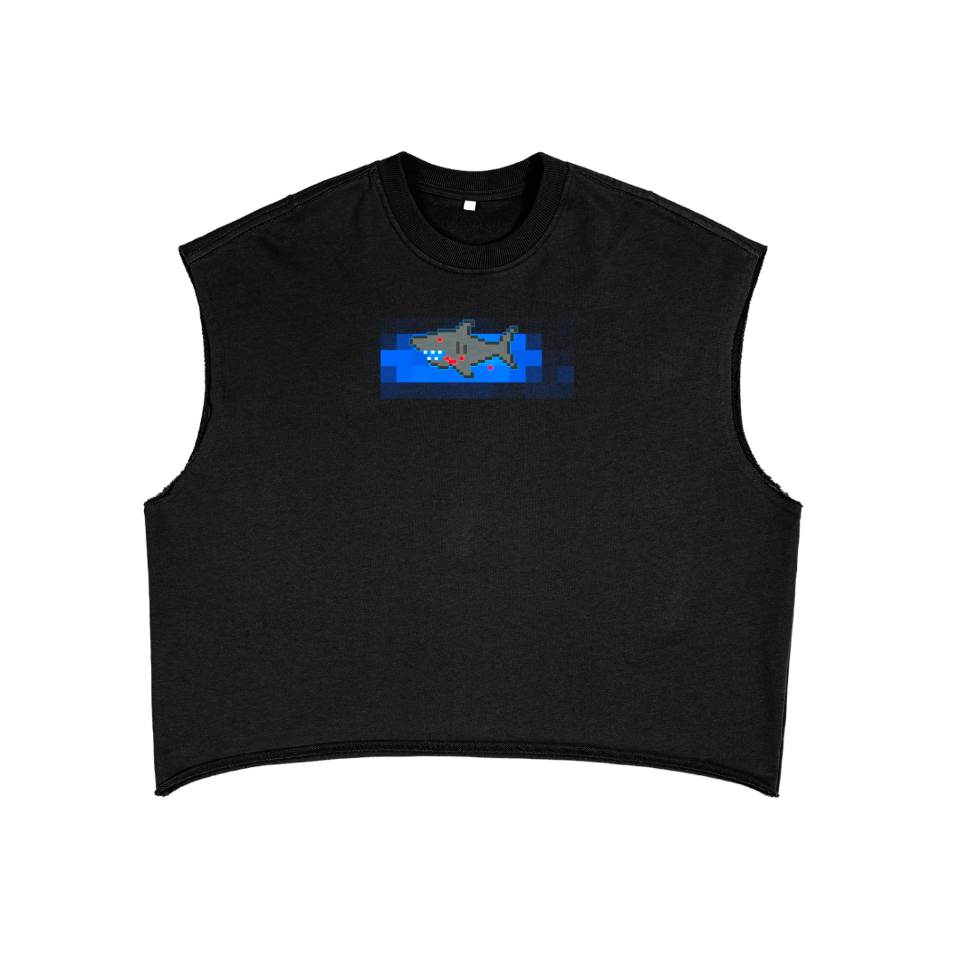 BLOOD BITE PIXEL SHARK - French Terry Boxy Tank Top - predator energy